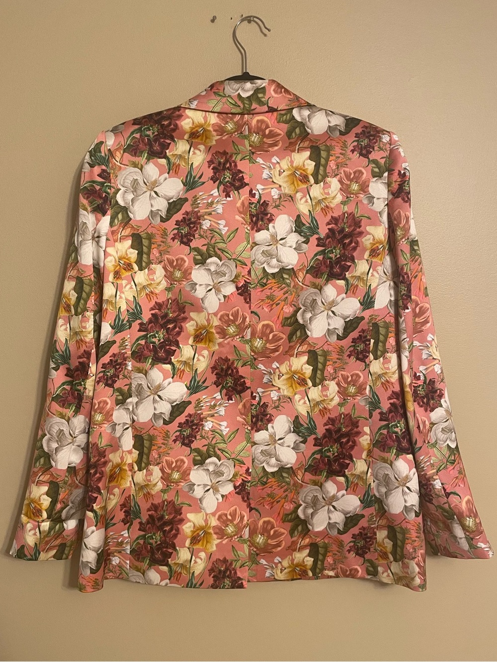 Alice & Olivia Justin Floral Print Blazer Satin Button Peak Lapel Jacket size 6 - Picture 5 of 5